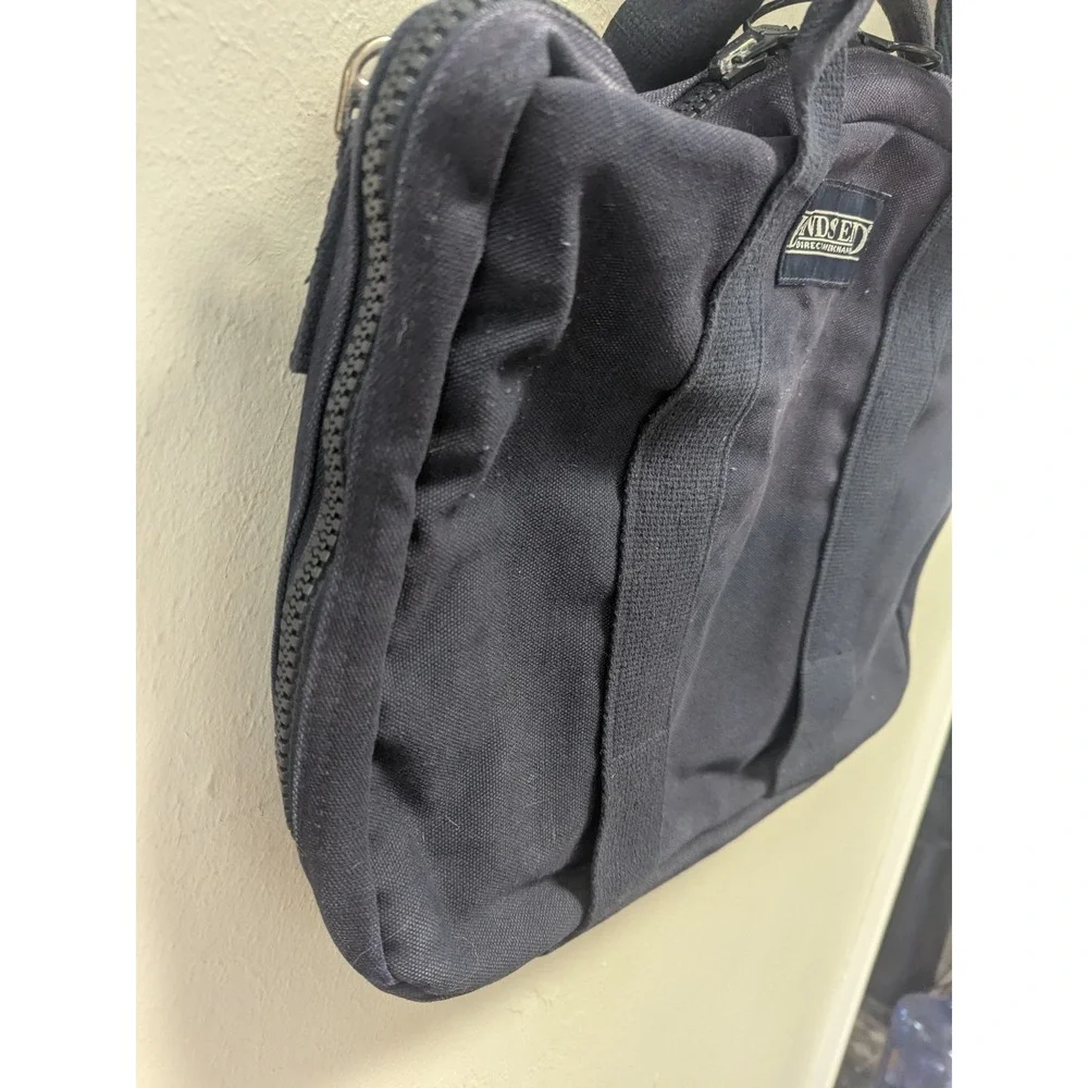 Vintage Lands End Navy Blue Organizer Briefcase Travel Work Shoulder Bag